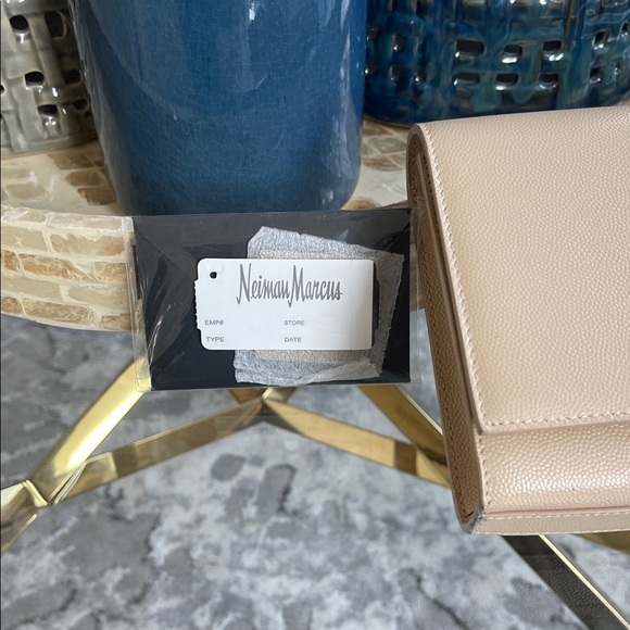 Yves Saint Laurent Beige Leather Monogram Clutch, New, Never Used. - Picture 10 of 10